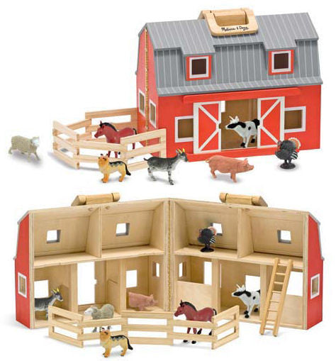 #3700MD Fold & Go Wooden Barn with Animals