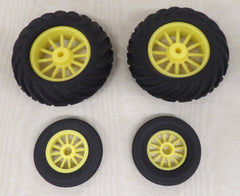 #07-118 1/16 Rubber Front & Rear Tire Set with Yellow Plastic Spoke Rims
