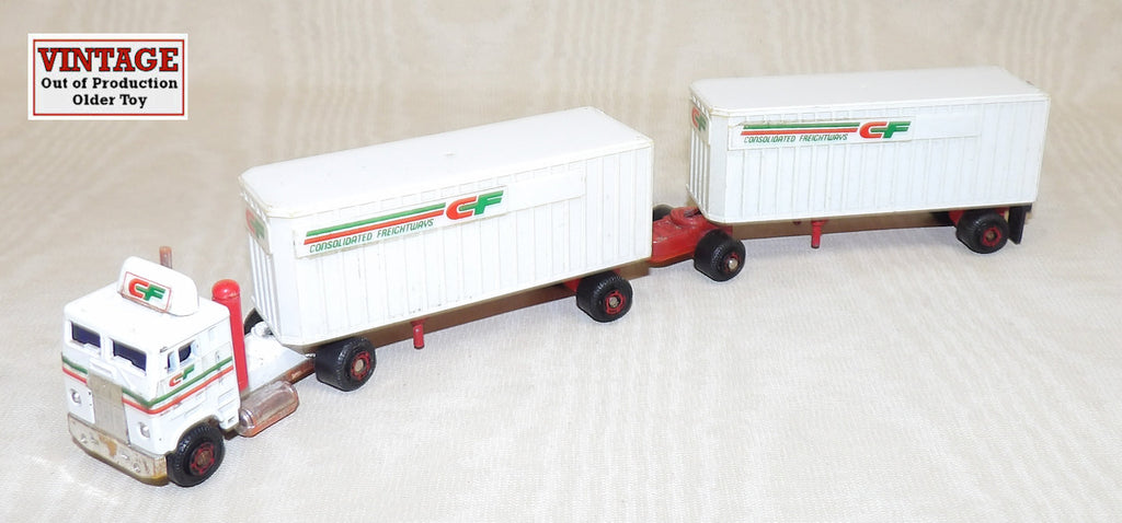 #1043T 1/87 Consolidated Freightways Freightliner COE with Pup Trailers - Used, No Package, AS IS