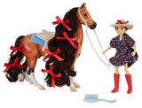 #B-FS-10651 1/12 Nora & Boots, Western Rider & Bay Pony Playset