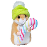 #15868D Holiday Hamster with Winter Hat & Candy Cane Plush