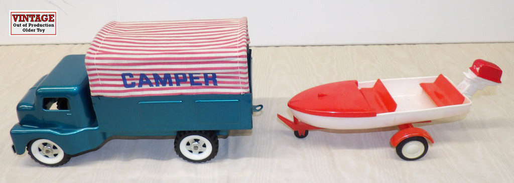 #211SB Structo Camper Truck with Boat & Trailer - No Box, AS IS