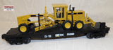 #30-7673 1/48 Rail King Flatcar with 1/50 Caterpillar Motor Grader, O Gauge