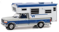 #30448 1/64 Blue 1992 Ford F-250 Long Bed with Winnebago Slide-In Camper