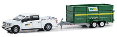 #32290-C 1/64 Waste Management 2018 Ford F-150 Super Crew Pickup with Double-Axle Dump Trailer