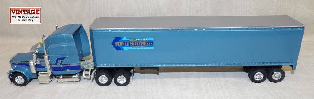 #32552 1/64 Werner Enterprises 379 Conventional Semi with Blue Coin Bank Trailer
