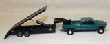 #4330 1/64 Green GMC Dually Pickup with Gooseneck Flatbed Trailer - No Package, AS IS