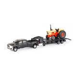 #44446 164 Case 1270 Tractor with Ram 3500 Dually Pickup & Gooseneck Flatbed Trailer