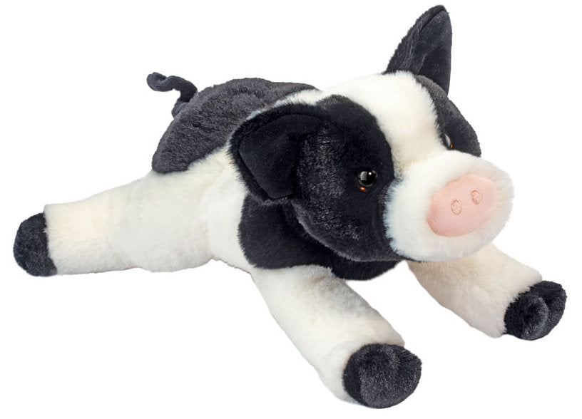 #4593D Ollie Black & White Pig Plush