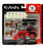 #47736 1/64 Kubota 10-pc Farm Set with Loader Tractor & Accessories