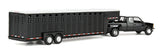 #51587-A 1/64 Black 1998 Chevrolet Silverado 3500 Extended Cab Dually Pickup with Black Vertical 3-Hole Gooseneck Livestock Trailer