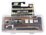 #51588-AR 1/64 1998 Chevrolet Silverado 3500 Extended Cab Dually Pickup with Gooseneck Flatbed Trailer - Raw Metal Chase