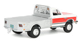 #51661-B 1/64 White & Red 1992 1st Gen Dodge Ram Dually Flatbed Truck with Red Gooseneck Flatbed Trailer