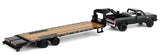 #51663-A 1/64 Black 1993 Dodge Ram W-350 Dually Pickup with Toolbox & Black Gooseneck Flatbed Trailer
