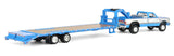#51663-B 1/64 Blue & Silver 1992 Dodge Ram W-350 Dually Pickup with Toolbox & Blue Gooseneck Flatbed Trailer