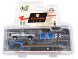 #51663-BR 1/64 1993 Dodge Ram W-350 Dually Pickup with Toolbox * Gooseneck Flatbed Trailer - Raw Metal Chase