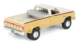 #51664-B 1/64 Tan & Cream 1993 Dodge Ram W-350 Dually Pickup with Toolbox & Black Vertical 3-Hole Gooseneck Livestock Trailer