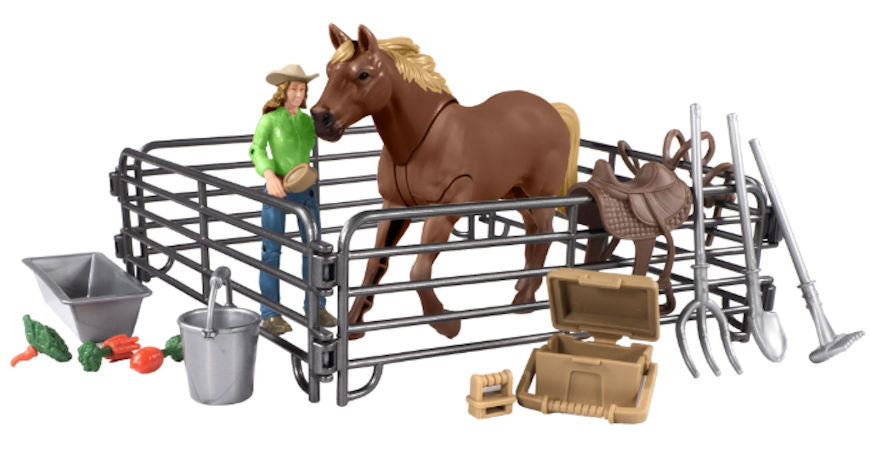 #526BC 1/20 Big Country Adventure Horse with Cowgirl 19-pc Playset