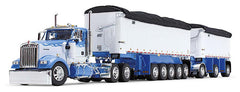 #60-1633 1/64 Wisteria Blue & White Kenworth W900L Day Cab & East Mfg. Michigan Series 31' & 20' End Dump Trailers