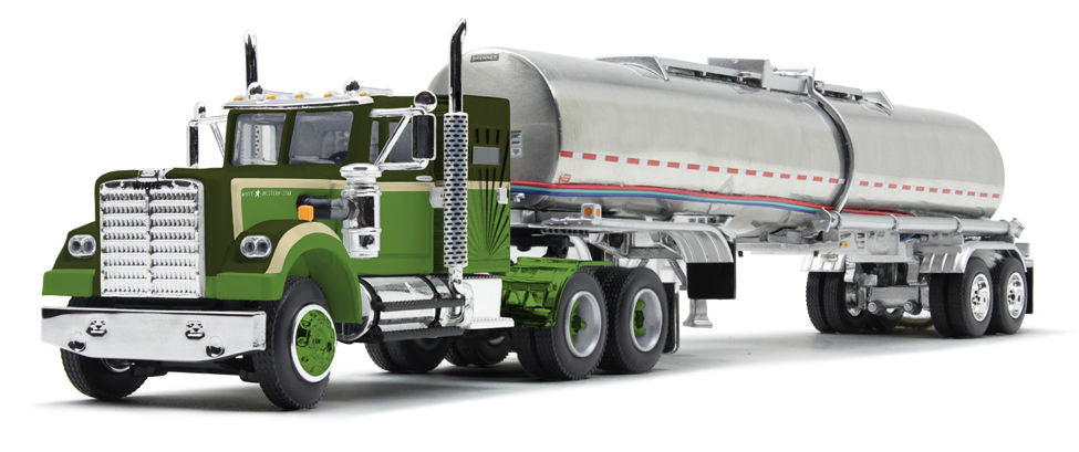 #60-1640 1/64 Dark Green & Olive White Western Star 4900 with 36" Sleeper & Brenner Chemical Tank Trailer