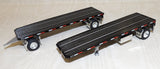 #60-1889 1/64 Black Peterbilt Model 379 Single Axle Day Cab with Dual 28.5' Utility Flatbed Trailers