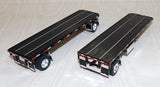 #60-1889 1/64 Black Peterbilt Model 379 Single Axle Day Cab with Dual 28.5' Utility Flatbed Trailers