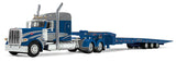 #60-1935 1/64 Rich Blue & Silver Peterbilt Model 389 with 48" Mid-Roof Sleeper & Talbert 5553T Traveling Axle Trailer