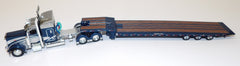 #60-1935 1/64 Rich Blue & Silver Peterbilt Model 389 with 48" Mid-Roof Sleeper & Talbert 5553T Traveling Axle Trailer