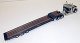 #60-1935 1/64 Rich Blue & Silver Peterbilt Model 389 with 48" Mid-Roof Sleeper & Talbert 5553T Traveling Axle Trailer