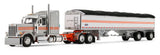 #60-2173 1/64 Silver & Orange Peterbilt Model 589 with 58" Mid-Roof Sleeper & 50' Wilson Pacesetter Spread-Axle Grain Trailer
