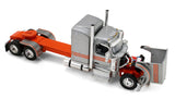 #60-2173 1/64 Silver & Orange Peterbilt Model 589 with 58" Mid-Roof Sleeper & 50' Wilson Pacesetter Spread-Axle Grain Trailer