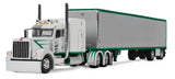 #60-2192 1/64 White & Green Peterbilt Model 389 with 63" Mid-Roof Sleeper & 53' Utility Spread-Axle Trailer