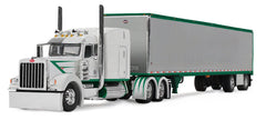 #60-2192 1/64 White & Green Peterbilt Model 389 with 63" Mid-Roof Sleeper & 53' Utility Spread-Axle Trailer