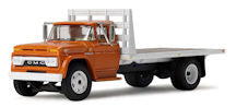 #60-2259 1/64 Omaha Orange 1963 GMC 4000 Single Axle Flatbed Truck