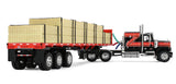 #60-2344 1/64 Black & Red GMC General with 60" Flat Top Sleeper & 48' Utility Flatbed Trailer with Lumber Load