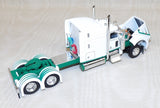 #621921 1/64 White & Green Peterbilt Model 389 with 63" Mid-Roof Sleeper - No Box