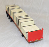 #623442 1/64 Red 48' Utility Flatbed Trailer with Lumber Load - No Box