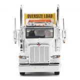 #71233 1/64 White Peterbilt Model 589 131-inch BBC Triple Axle Day Cab & Trail King TK170 Hydraulic Gooseneck Lowboy Trailer with Jeep & Booster