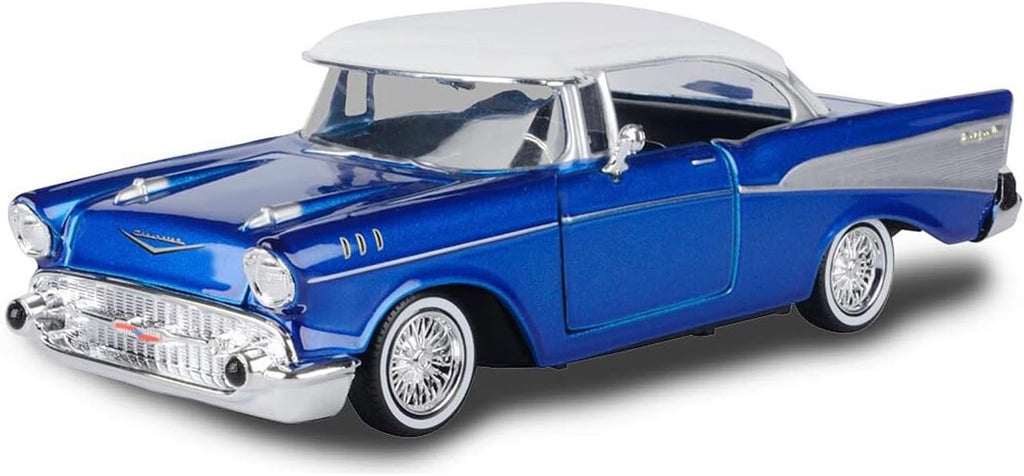 #79030BL 1/24 Get Low Blue & White 1957 Chevy Bel Air Lowrider