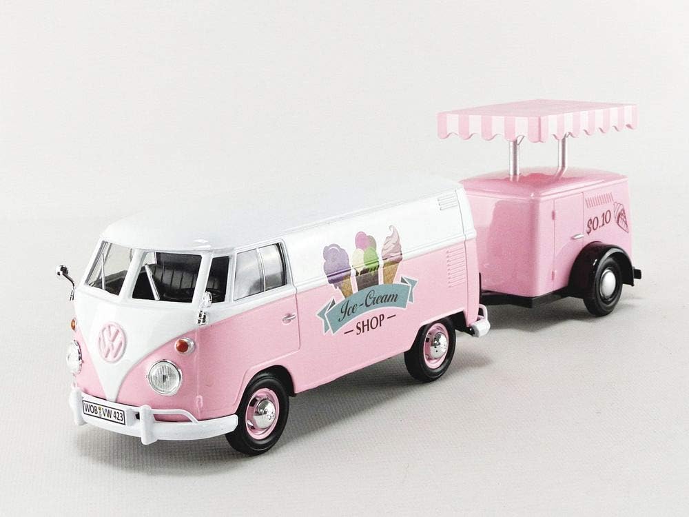 #79672 1/24 Pink Volkswagen T1 Ice Cream Truck with Trailer