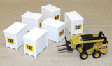 #84676 1/64 White Peterbilt 579 with Flatbed Trailer, Cat 272D Skid Steer Loader & Pallet Boxes