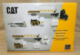 #84676 1/64 White Peterbilt 579 with Flatbed Trailer, Cat 272D Skid Steer Loader & Pallet Boxes