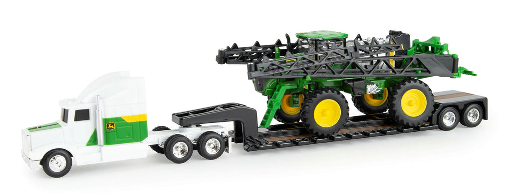 #85030 1/64 John Deere 612R Self Propelled Sprayer with Semi & Lowboy Trailer