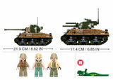 #B1110 WWII Sherman M4A3 Pacific Battle Tank 2-in-1 Building Brick Set