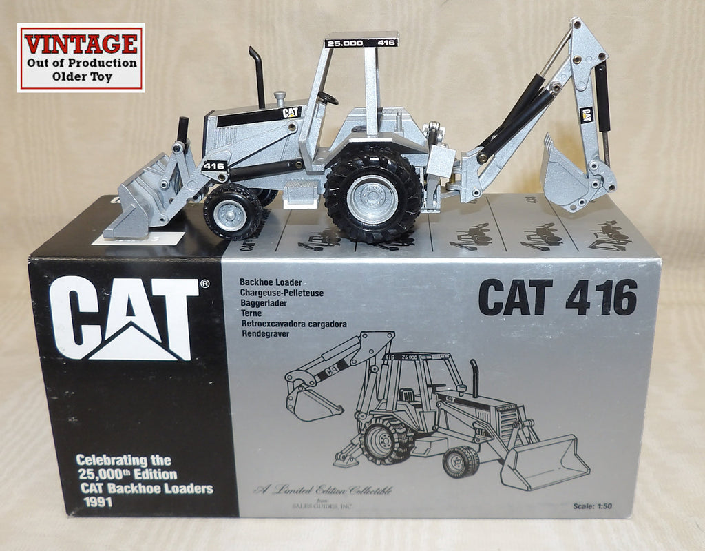 #NZG285 1/50 Cat 416 Cat Backhoe Loader Silver 25,000th Edition, Pre-Owned