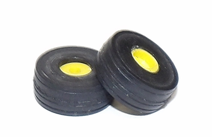 #SY206 1/64 Rubber Front Tires with Yellow Rims, 5/8" x 1/4"