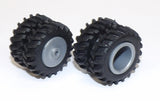#SY209 1/64 20.8-42 Rubber Tires with Silver Dual Rims - Pair