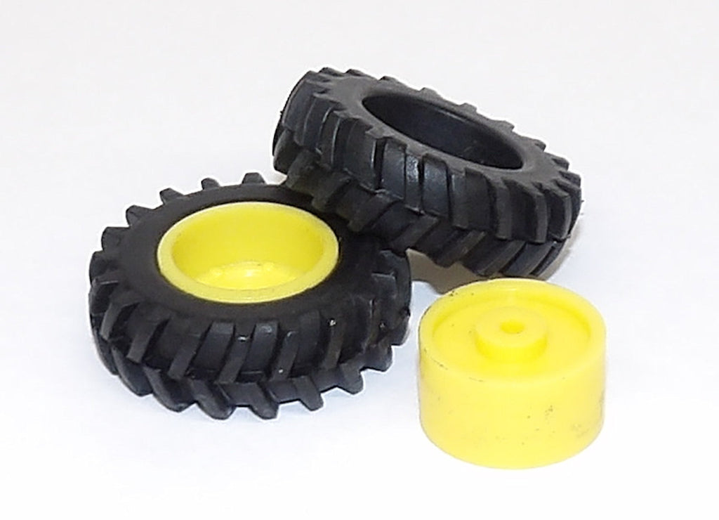 #SY217 1/64 Rubber Tires with Yellow Rims, 1 3/16" x 3/8"