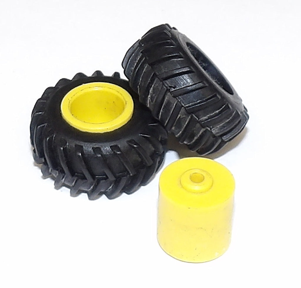 #SY219 1/64 Rubber Tires with Yellow Rims, 1" x 1/2"