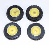 #SY232 1/64 Rubber Tires with Yellow Rims, 1 1/8" x 1/4"